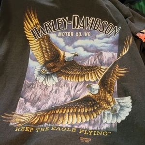 Harley Davidson 3d Emblem keep the eagle flying cut sleeve shirt